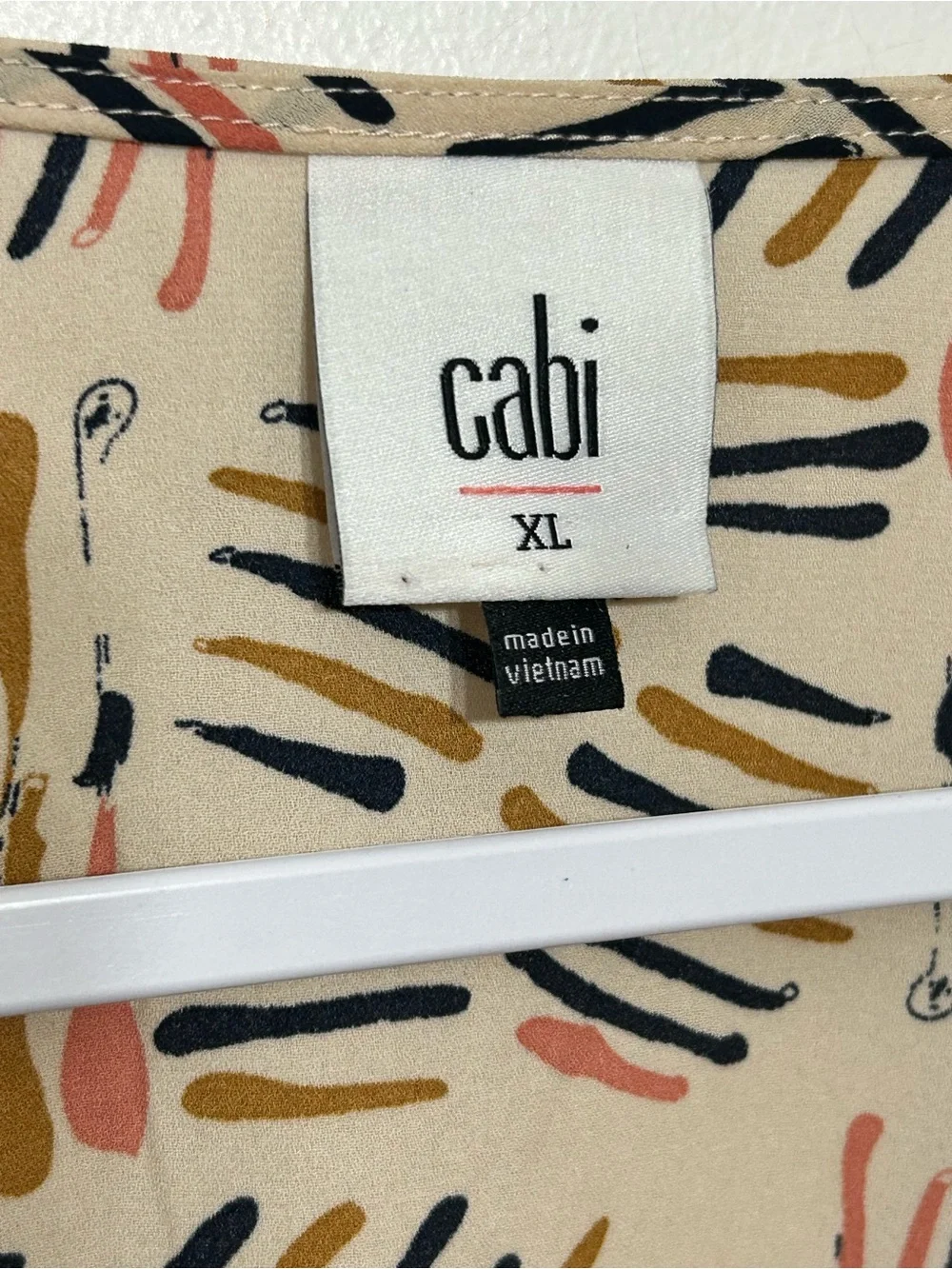Cabi Marni Brushstroke Abstract Faux Wrap Crossover Blouse Womens Size XL